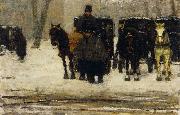 Floris Arntzenius Rental coaches in the snow oil on canvas